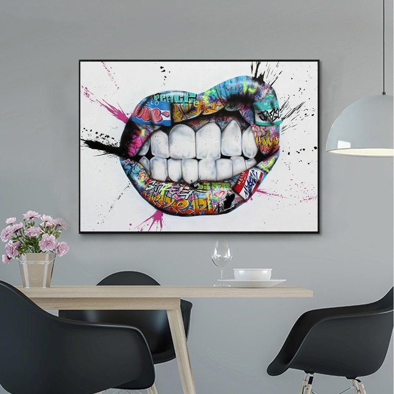Lips Graffiti Canvas Poster - Image 2
