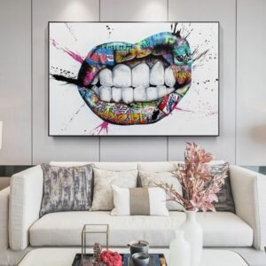 Lips Graffiti Canvas Poster