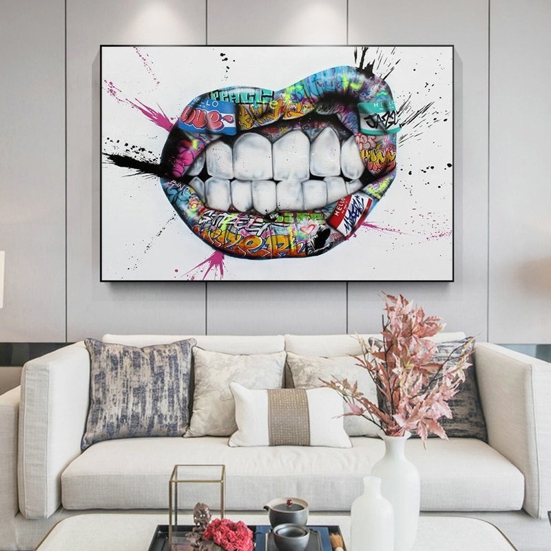 Lips Graffiti Canvas Poster